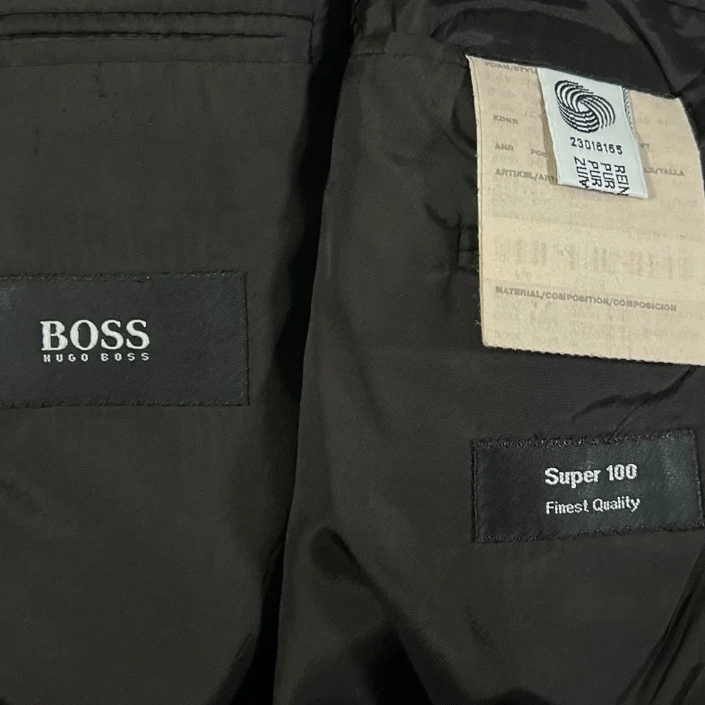 Hugo Boss Blazer Mens 42R Gray Pinpoint Super 100 Wool 3-Button Suit Coat Jacket